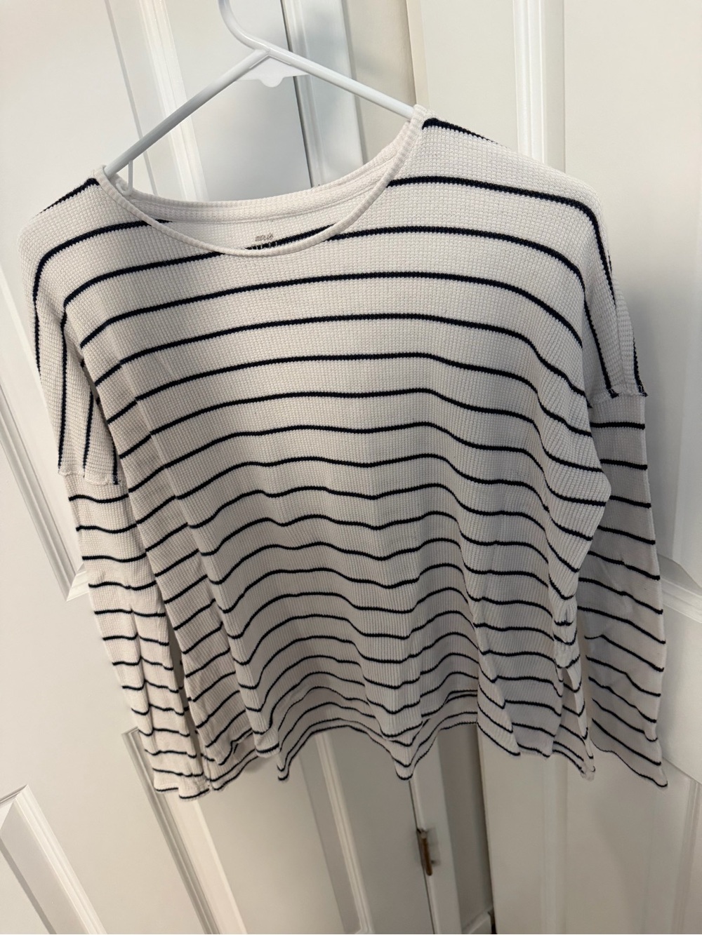 aerie waffle knit navy and white stripes